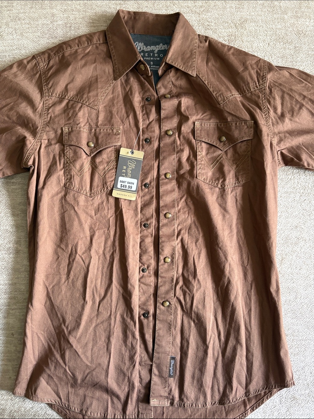 Wrangler Men's Brown Western Snap-Front Shirt